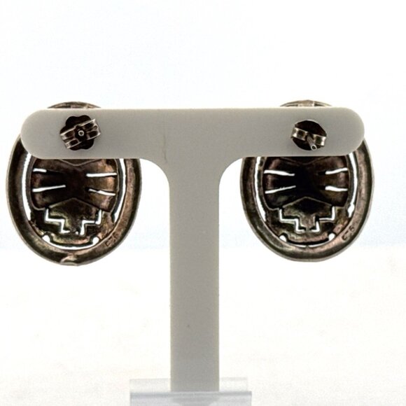 Vintage Sterling Silver 925 Marcasite Oval Post Earrings Estate 10.5g Art Deco - Picture 3 of 9